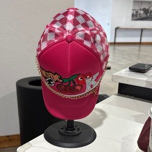 Stylish Pink Cherry Embroidered Cap